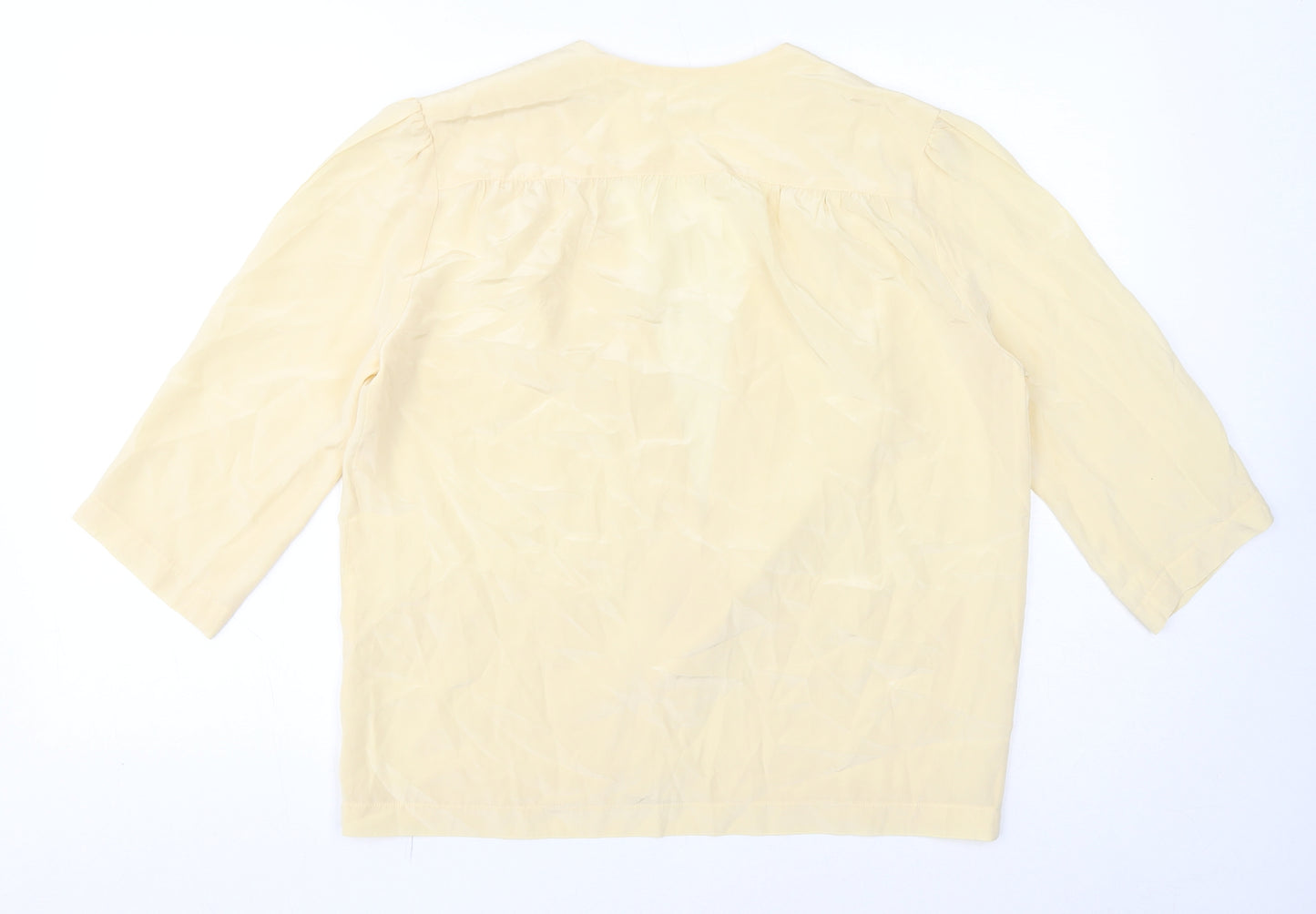 Sidonie. S Womens Yellow V-Neck Silk Cape Jumper Size 14