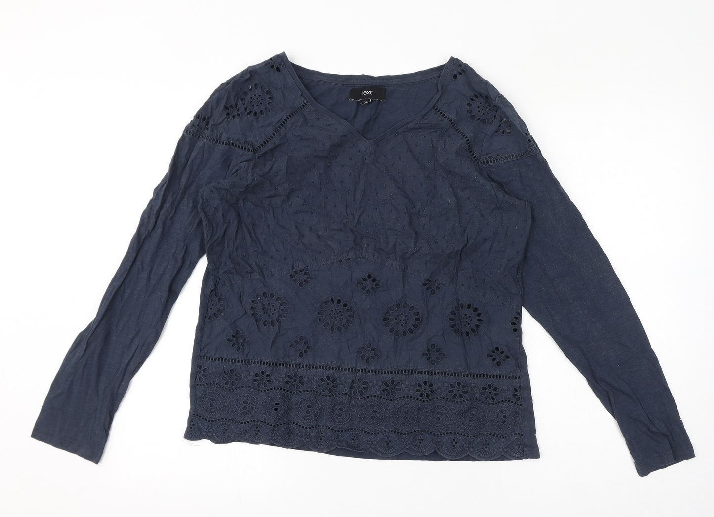 NEXT Womens Blue Cotton Basic T-Shirt Size 12 Round Neck