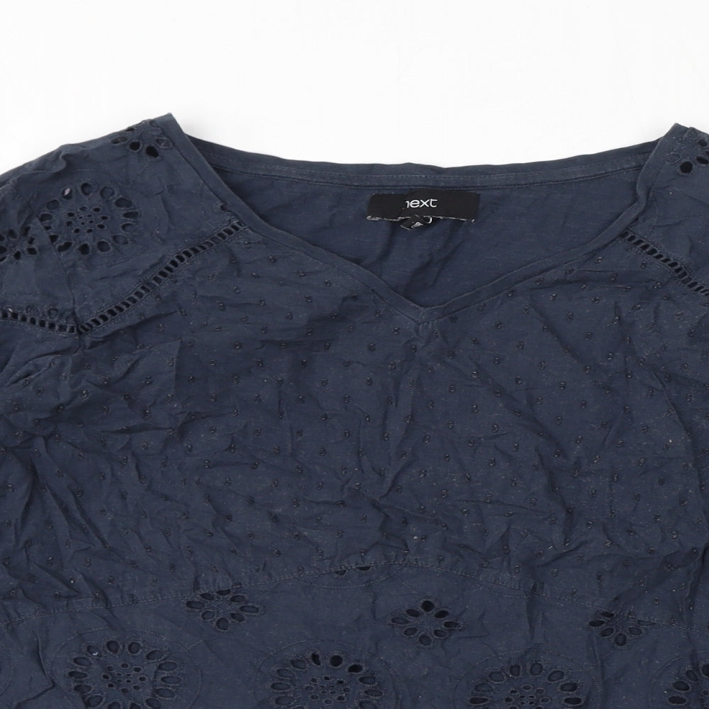 NEXT Womens Blue Cotton Basic T-Shirt Size 12 Round Neck