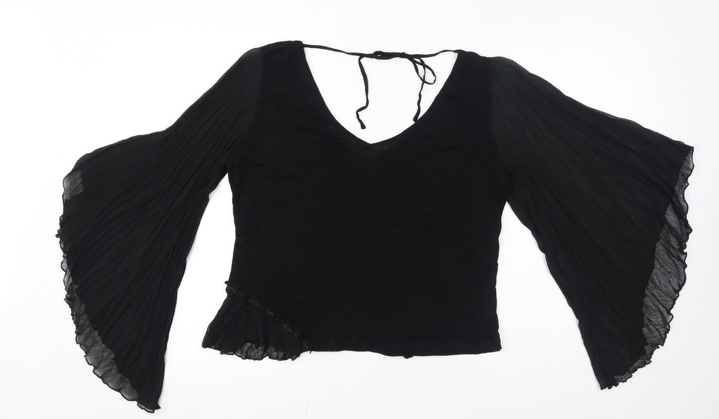 Per Una Womens Black Polyamide Basic T-Shirt Size 14 V-Neck - Mesh