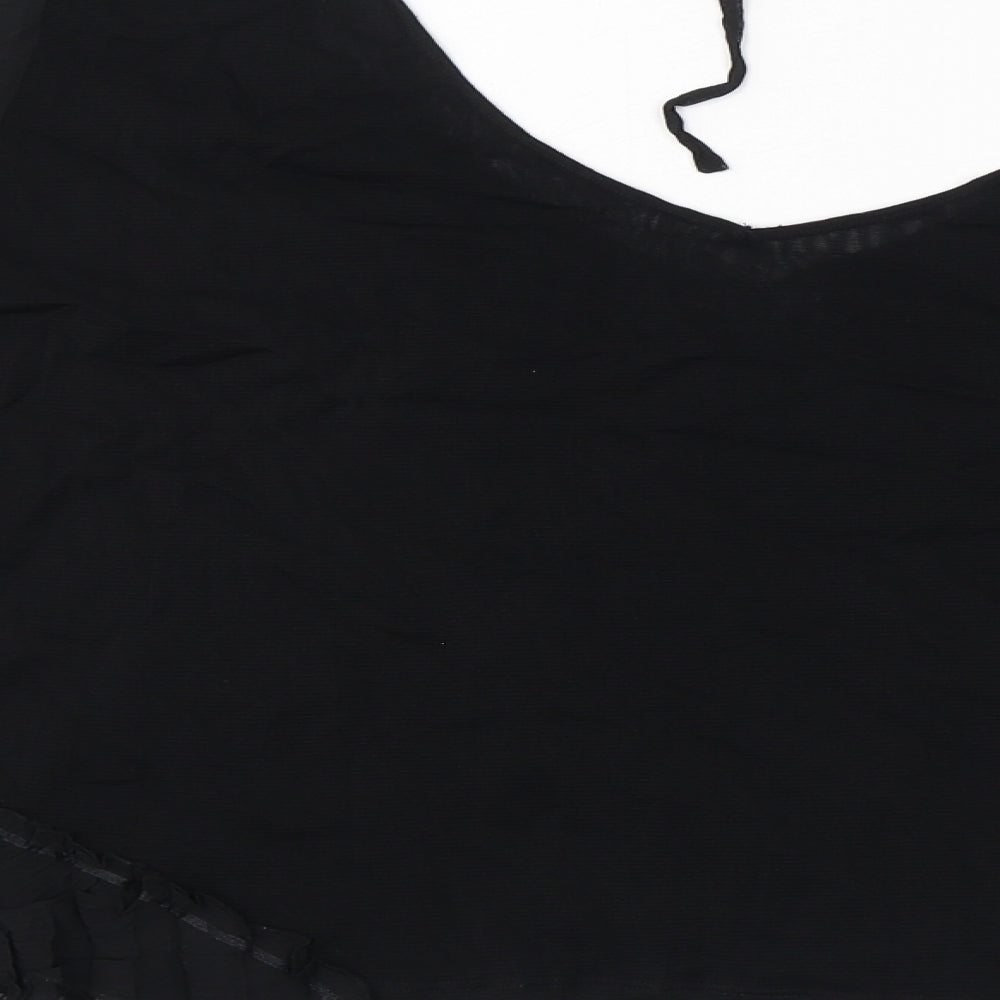 Per Una Womens Black Polyamide Basic T-Shirt Size 14 V-Neck - Mesh