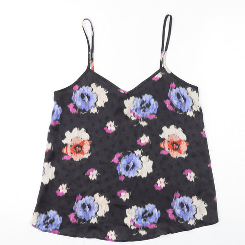 Topshop Womens Multicoloured Floral Polyester Camisole T-Shirt Size 6 V-Neck - Sheer