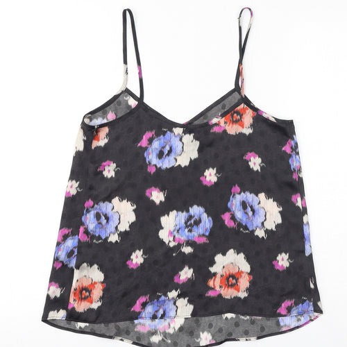 Topshop Womens Multicoloured Floral Polyester Camisole T-Shirt Size 6 V-Neck - Sheer