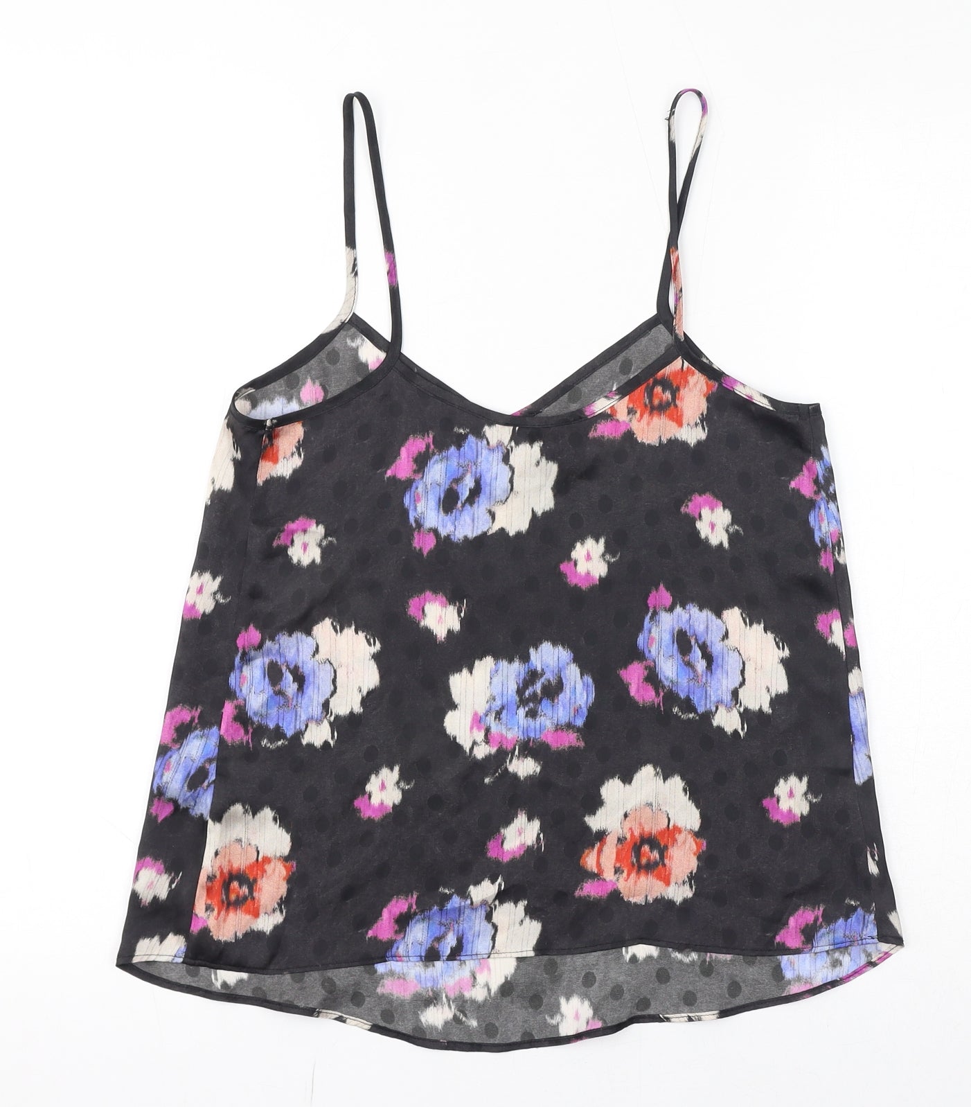 Topshop Womens Multicoloured Floral Polyester Camisole T-Shirt Size 6 V-Neck - Sheer