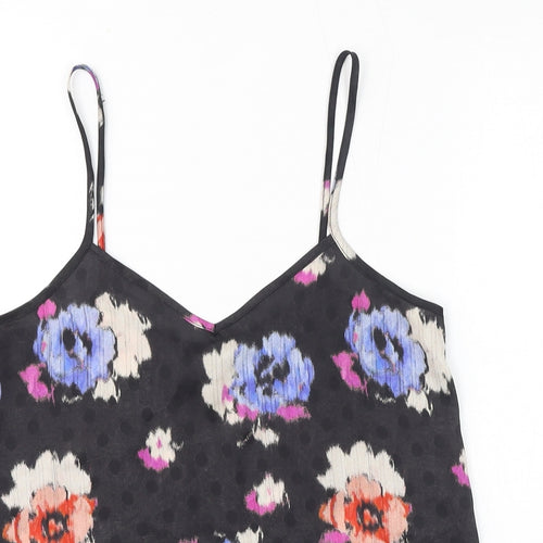 Topshop Womens Multicoloured Floral Polyester Camisole T-Shirt Size 6 V-Neck - Sheer