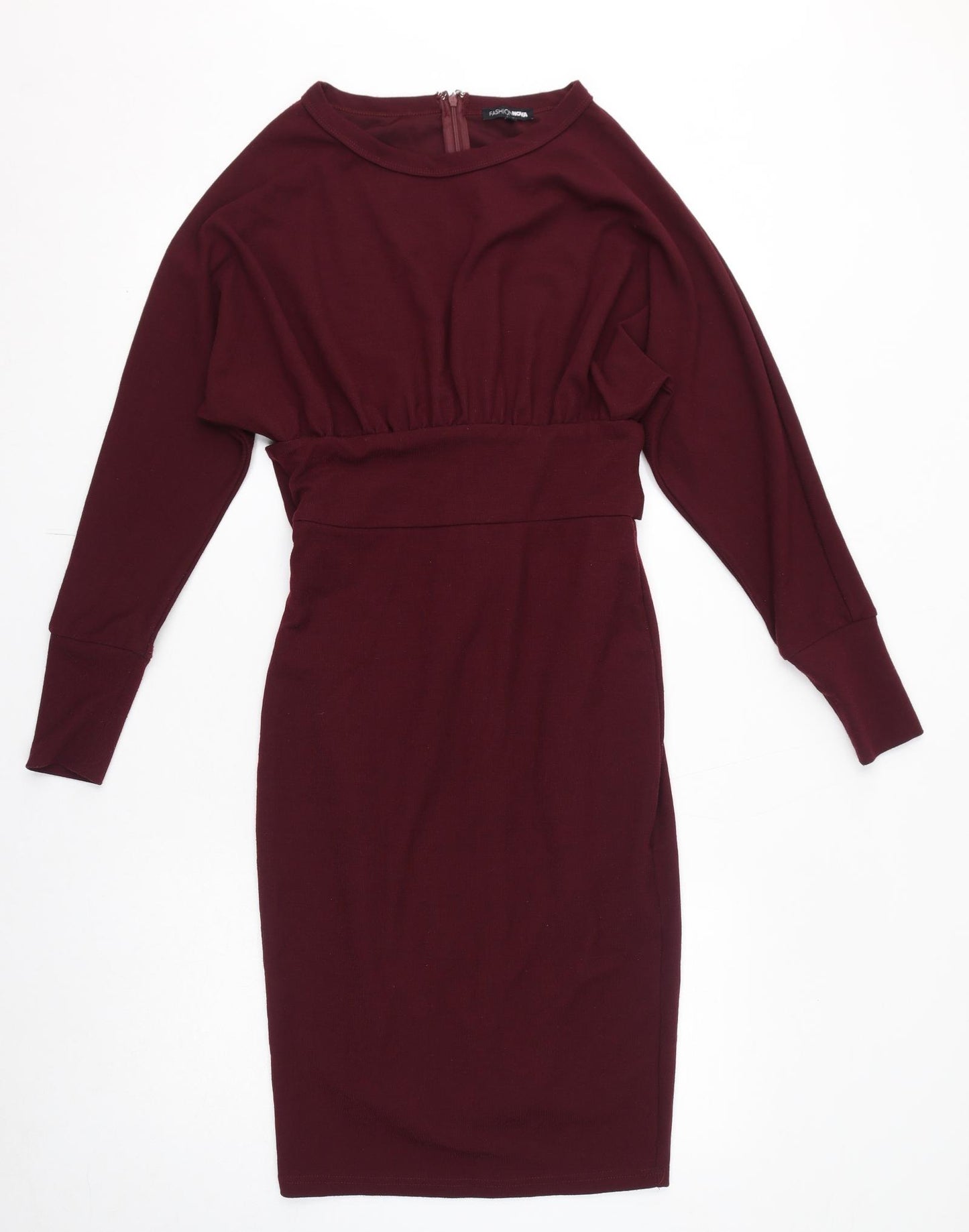 Fashion Nova Womens Red Polyester Bodycon Size M Round Neck Pullover