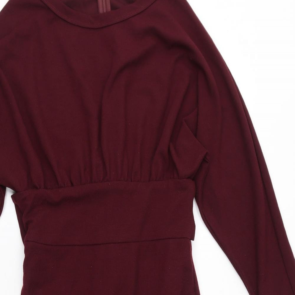 Fashion Nova Womens Red Polyester Bodycon Size M Round Neck Pullover