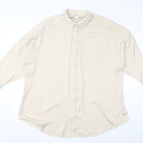 Monki Womens Ivory Polyester Basic Button-Up Size M Collared