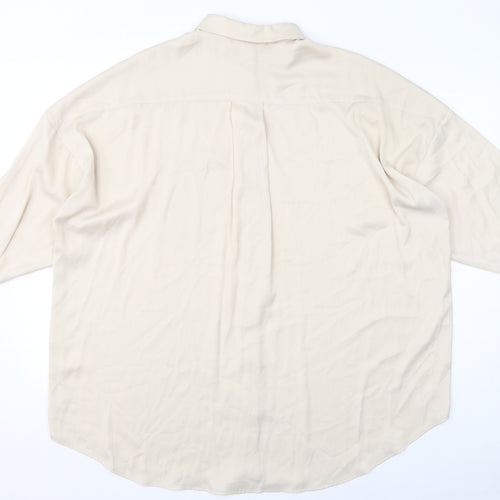 Monki Womens Ivory Polyester Basic Button-Up Size M Collared