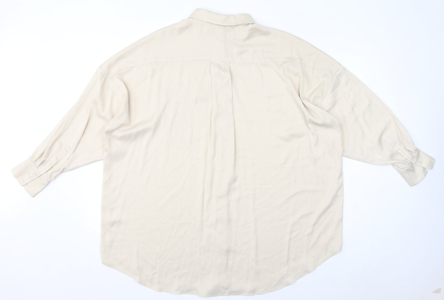 Monki Womens Ivory Polyester Basic Button-Up Size M Collared