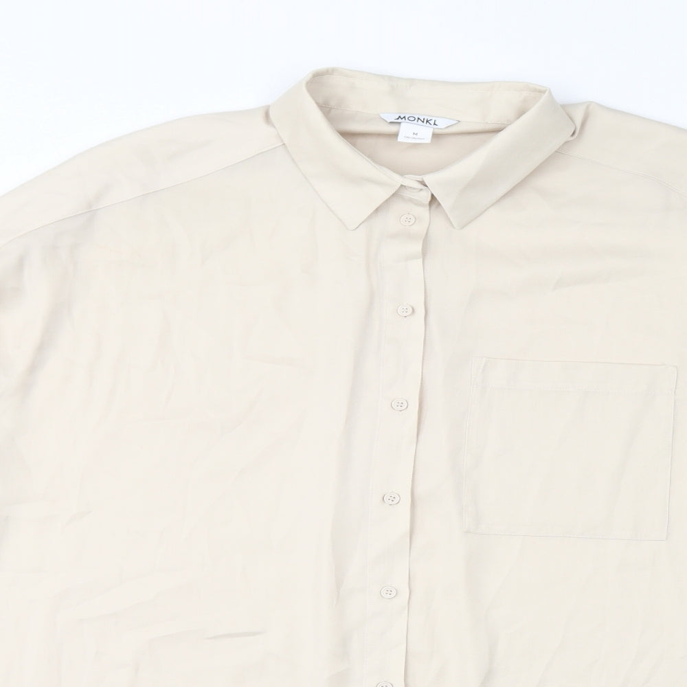 Monki Womens Ivory Polyester Basic Button-Up Size M Collared