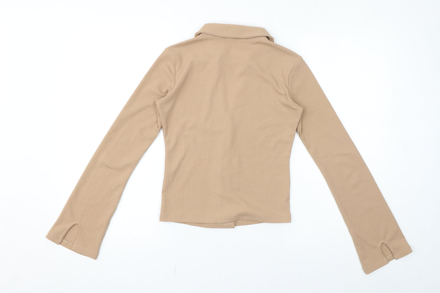 Bershka Womens Brown V-Neck Acrylic Cardigan Jumper Size S