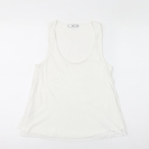 Mango Womens White Polyester Basic Tank Size S Scoop Neck