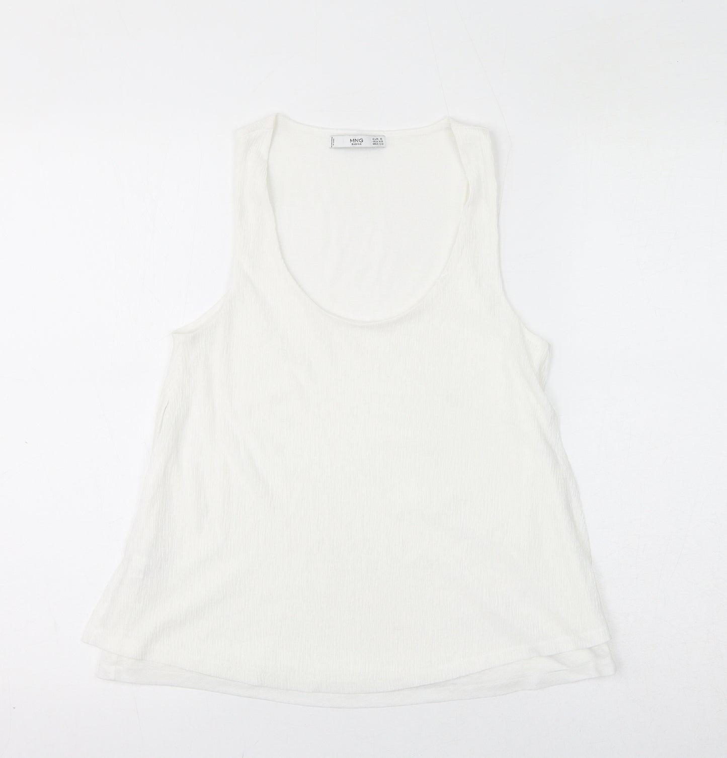 Mango Womens White Polyester Basic Tank Size S Scoop Neck