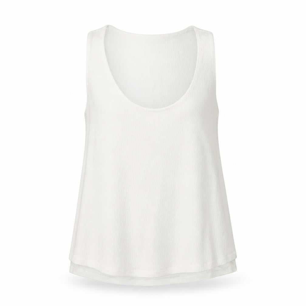 Mango Womens White Polyester Basic Tank Size S Scoop Neck