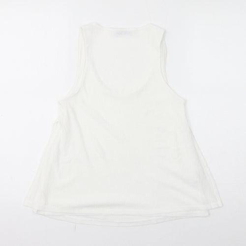 Mango Womens White Polyester Basic Tank Size S Scoop Neck