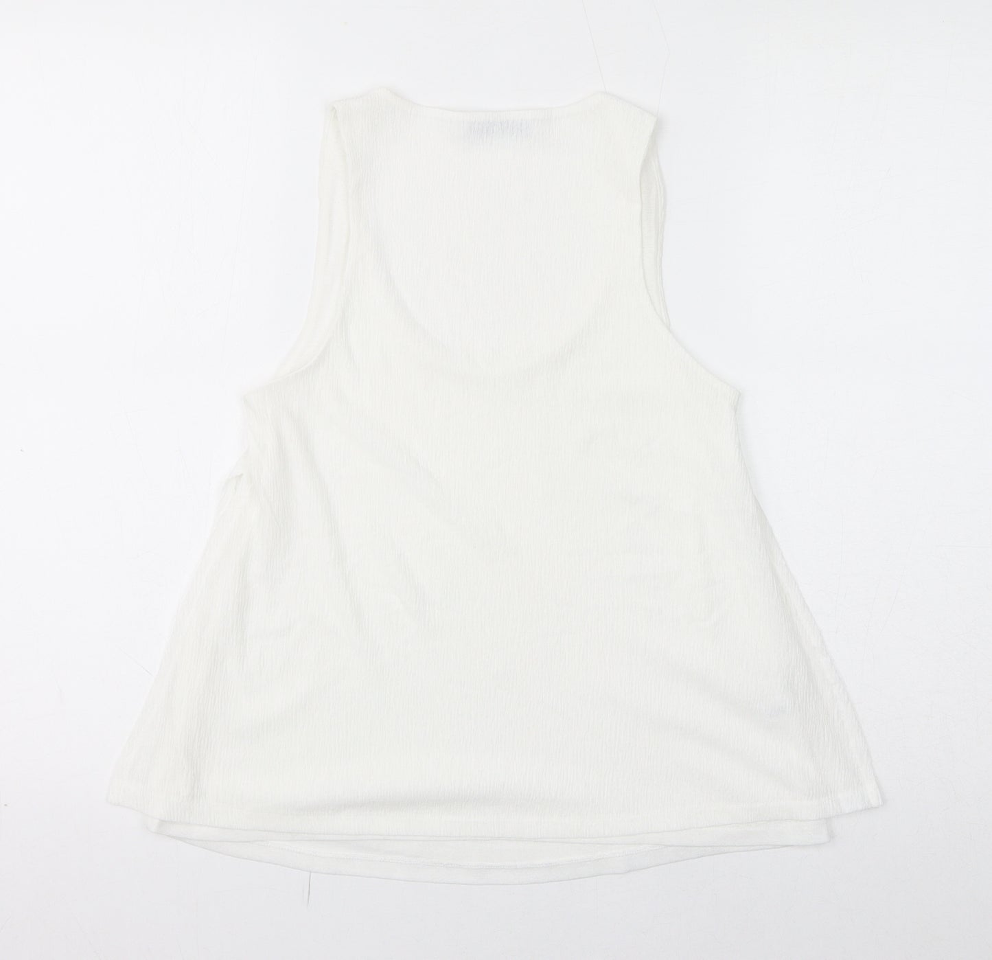 Mango Womens White Polyester Basic Tank Size S Scoop Neck