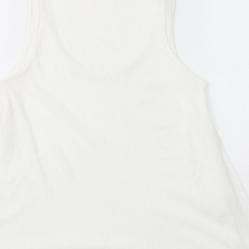 Mango Womens White Polyester Basic Tank Size S Scoop Neck
