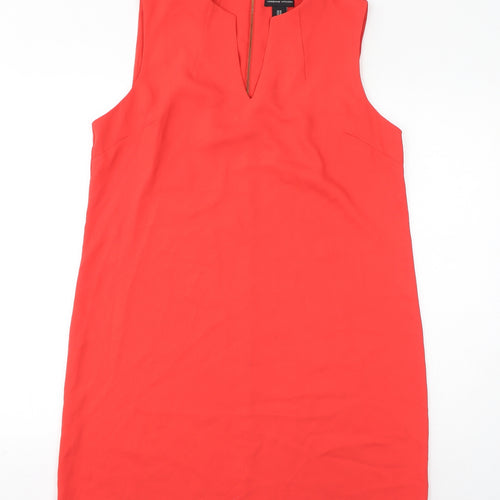 Adrienne Vittadini Womens Red Polyester Tank Dress Size 12 V-Neck Zip