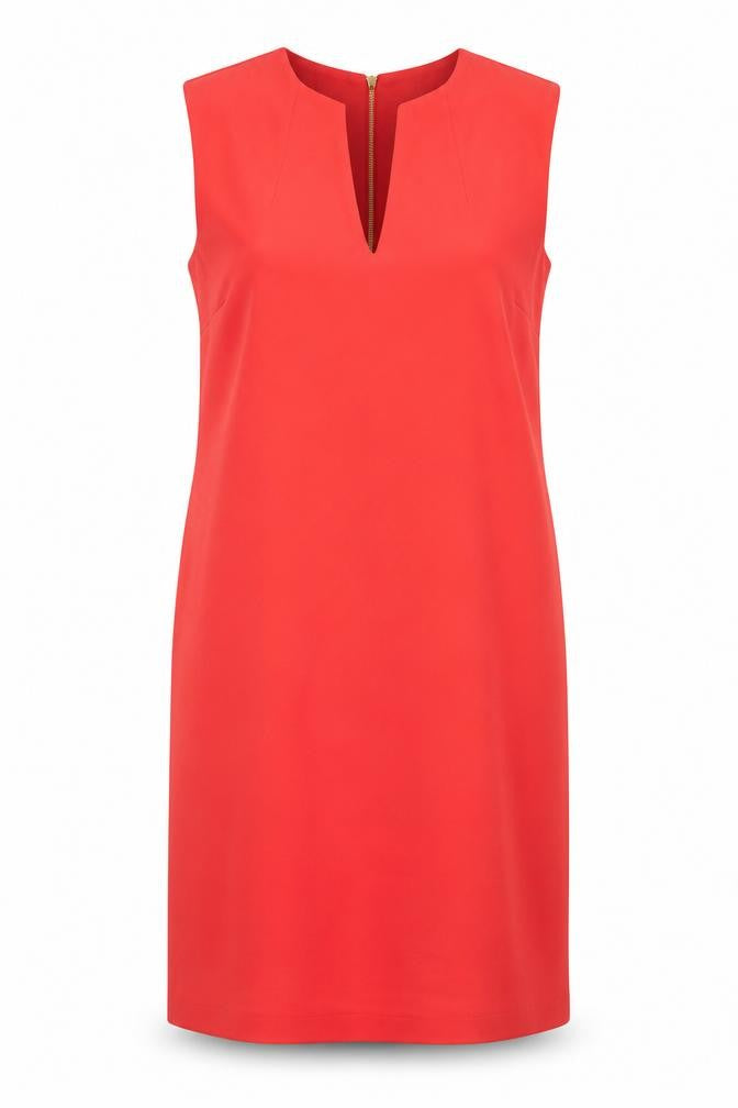 Adrienne Vittadini Womens Red Polyester Tank Dress Size 12 V-Neck Zip