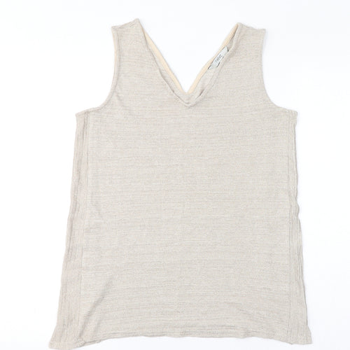 NEXT Womens Beige Viscose Basic Tank Size 12 V-Neck - Shimmer