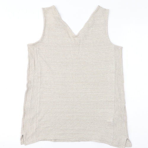NEXT Womens Beige Viscose Basic Tank Size 12 V-Neck - Shimmer
