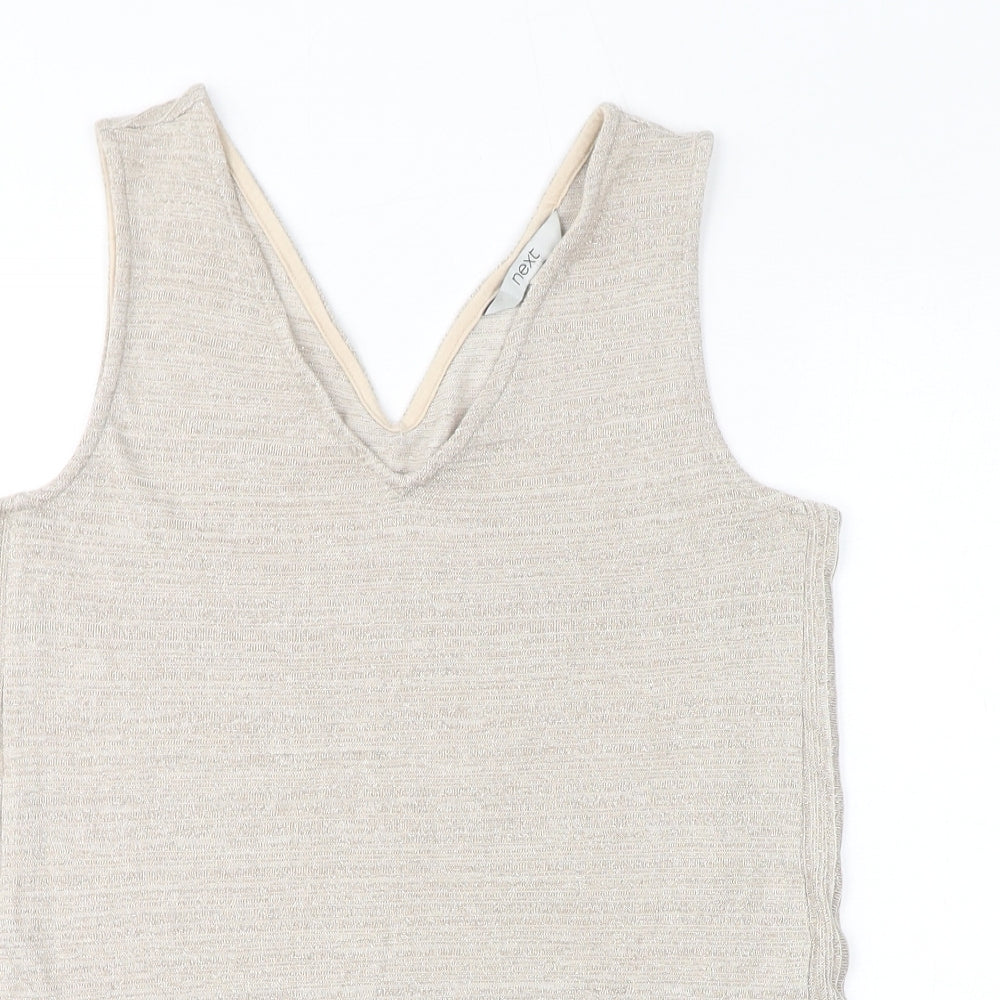 NEXT Womens Beige Viscose Basic Tank Size 12 V-Neck - Shimmer