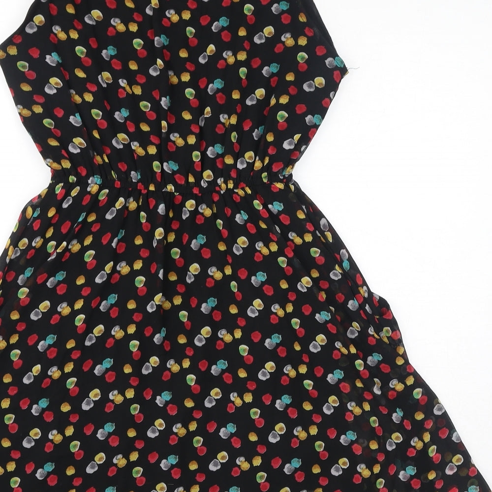 Apricot Womens Black Geometric Polyester Mini Size M Round Neck Pullover - Spots, Gold Embelishmnts