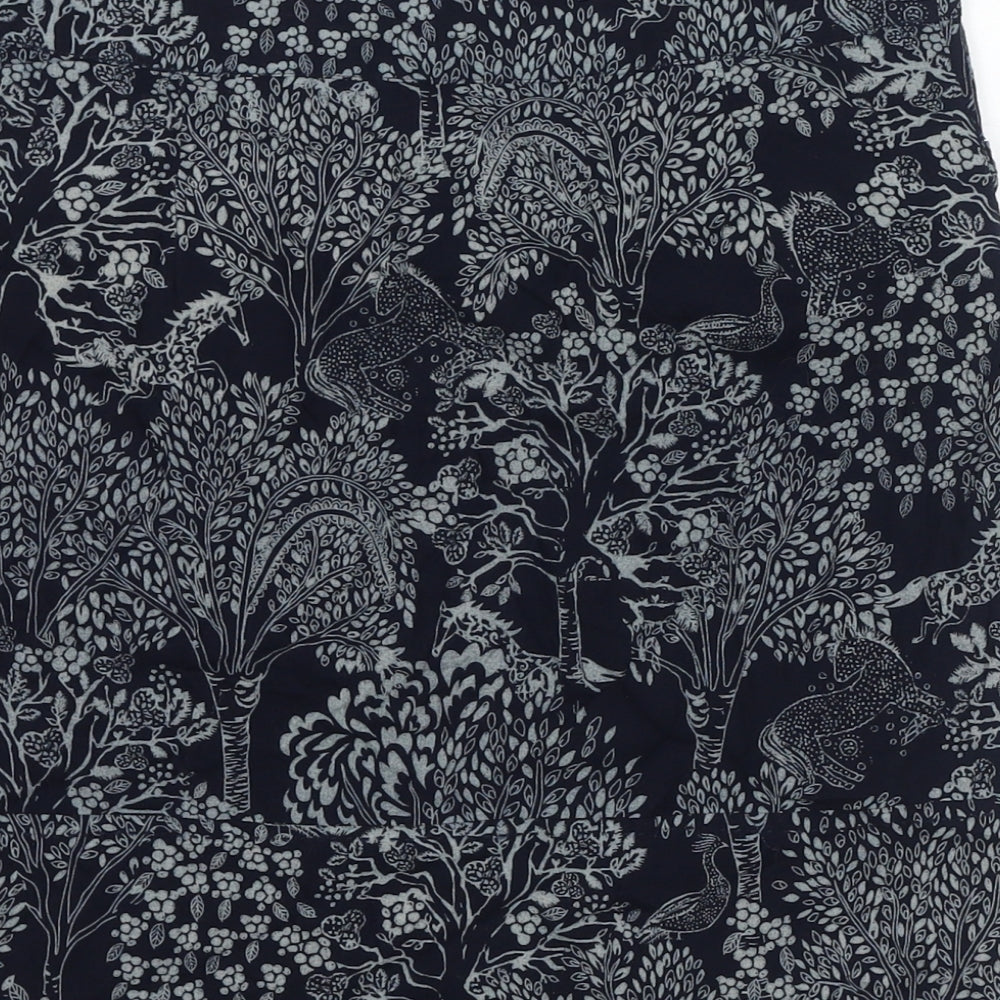 White Stuff Womens Blue Floral Viscose Mini Skirt Size 8 Zip - Horses, Trees