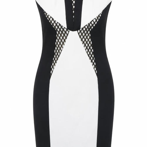 Lipsy Womens Black Colourblock Polyamide Bodycon Size 6 Off the Shoulder Zip - Mesh