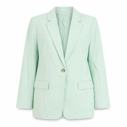 Front view of Marks & Spencer women’s green polyester jacket suit jacket, size UK 18