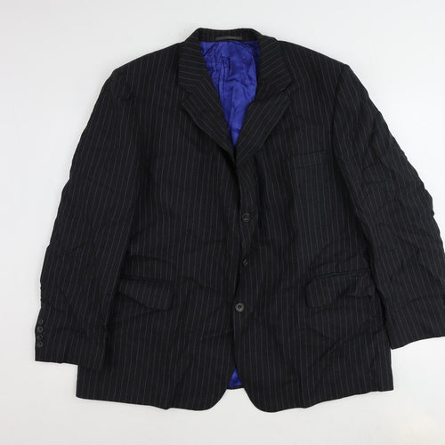 Livingston Mens Grey Striped Wool Jacket Suit Jacket Size 48 Regular