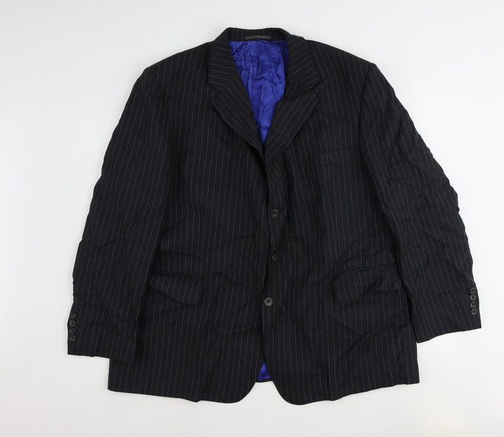 Livingston Mens Grey Striped Wool Jacket Suit Jacket Size 48 Regular
