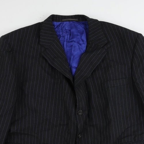 Livingston Mens Grey Striped Wool Jacket Suit Jacket Size 48 Regular