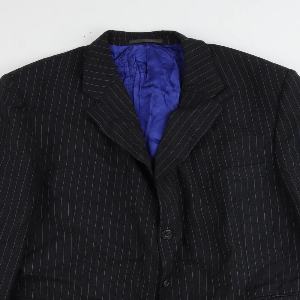 Livingston Mens Grey Striped Wool Jacket Suit Jacket Size 48 Regular