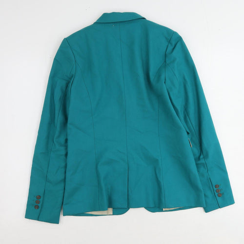 H&M Womens Blue Polyester Jacket Suit Jacket Size 10