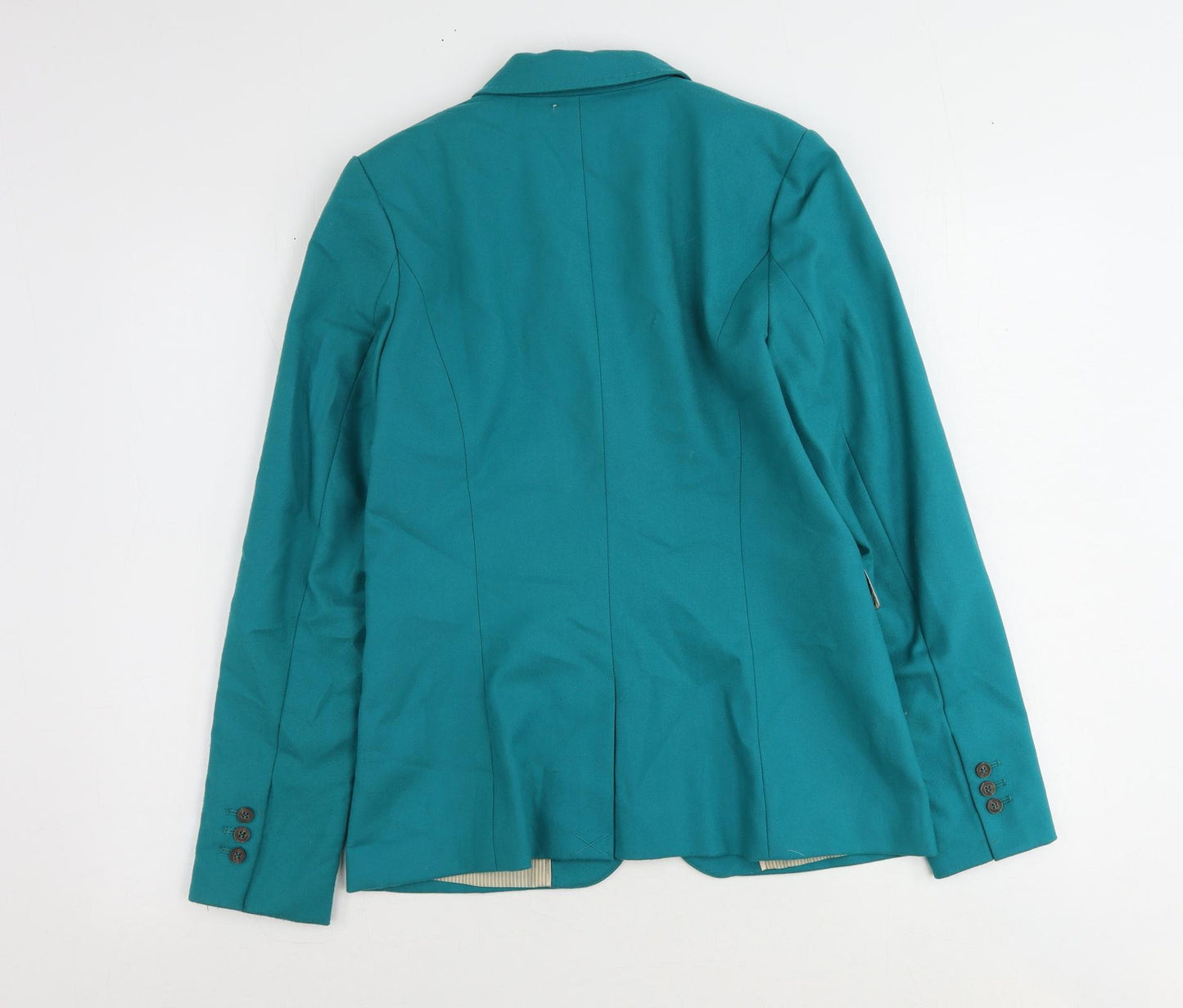 H&M Womens Blue Polyester Jacket Suit Jacket Size 10