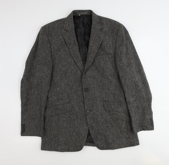 Racing Green Mens Grey Wool Jacket Suit Jacket Size 38 Regular