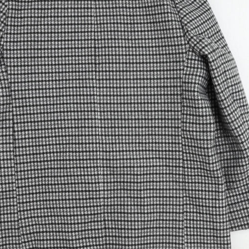 Marks and Spencer Womens Grey Check Overcoat Coat Size 14 Button