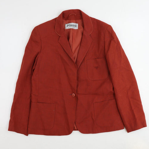 Planet Womens Red Polyester Jacket Suit Jacket Size 14