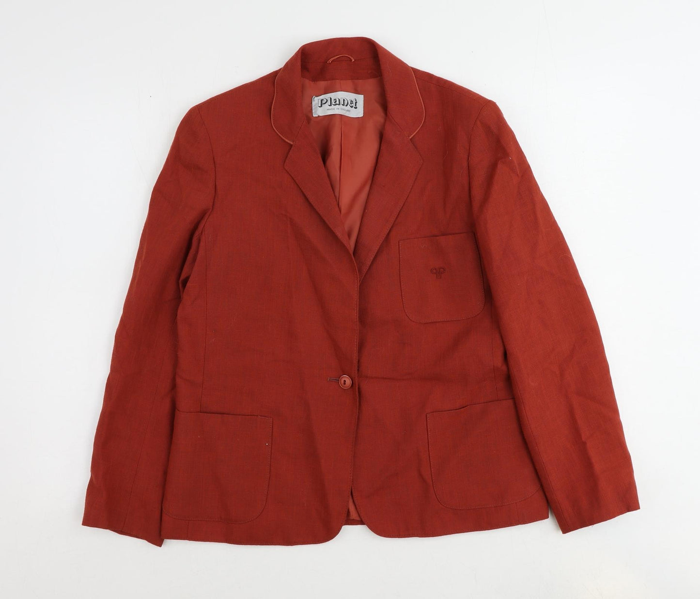 Planet Womens Red Polyester Jacket Suit Jacket Size 14