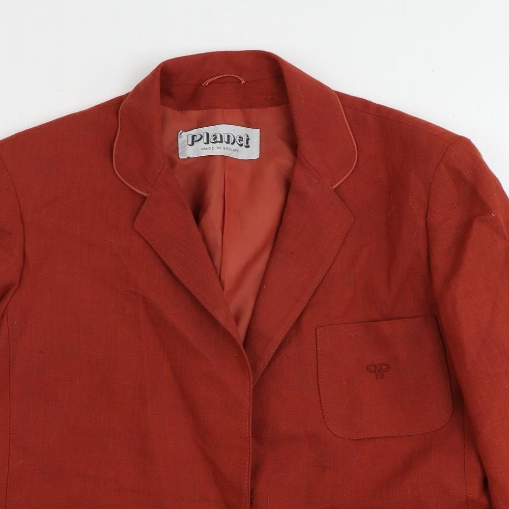 Planet Womens Red Polyester Jacket Suit Jacket Size 14