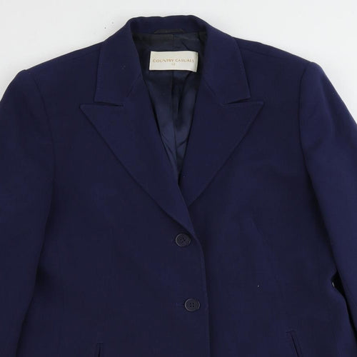 Country Casuals Womens Blue Polyester Jacket Suit Jacket Size 12