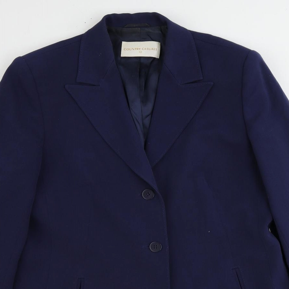 Country Casuals Womens Blue Polyester Jacket Suit Jacket Size 12