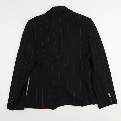 NEXT Womens Black Striped Wool Jacket Suit Jacket Size 10