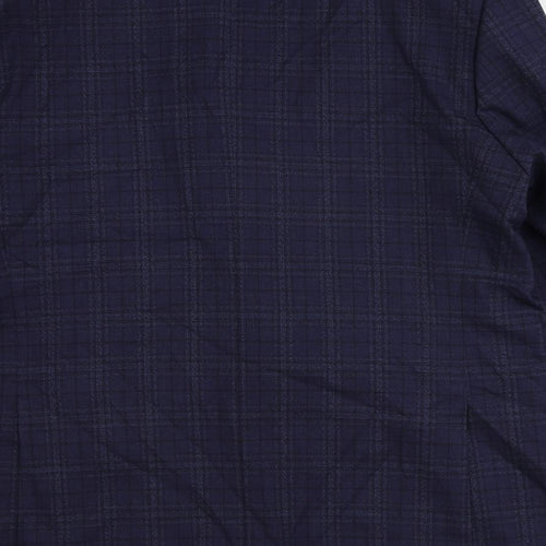 marks Mens Blue Plaid Polyester Jacket Suit Jacket Size 44 Regular