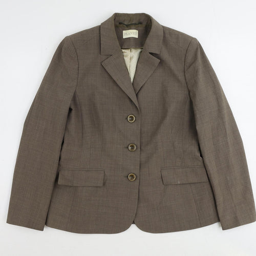 Planet Womens Brown Polyester Jacket Blazer Size 12