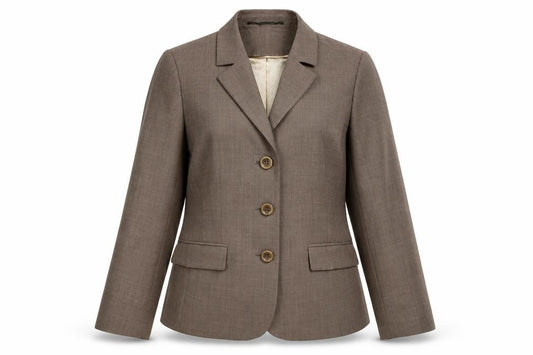 Front view of Planet women’s brown polyester jacket blazer, size UK 12