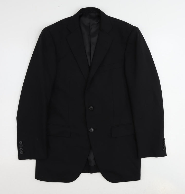 Rochi Mens Black Polyester Jacket Suit Jacket Size 36 Regular