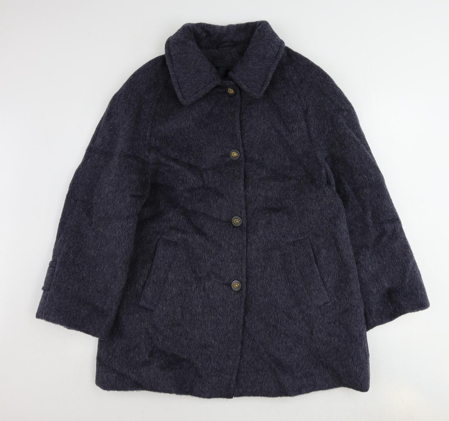 Variations Womens Blue Overcoat Coat Size 14 Button